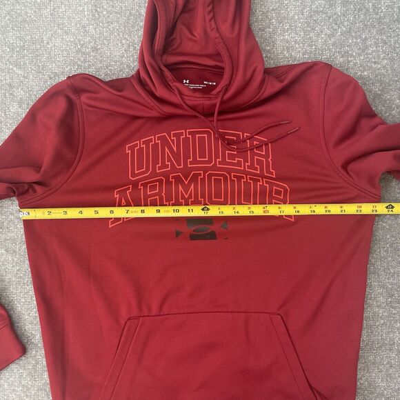 Under Armour Hoodie Mens Medium Red Hooded Pullover Sweatshirt Sweater Jumper - Picture 5 of 7